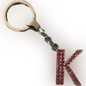 Anthropologie Keychain with "K" Pink Stone